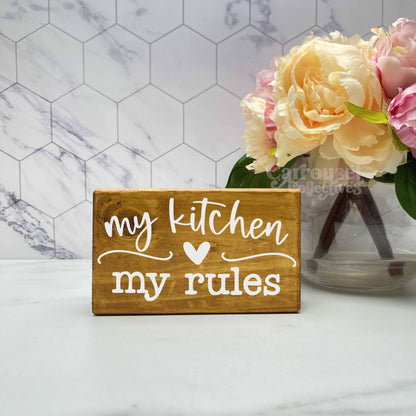 My kitchen my rules, kitchen wood sign, kitchen decor, home decor