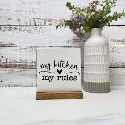 My kitchen my rules sign, kitchen wood sign, kitchen decor, home decor