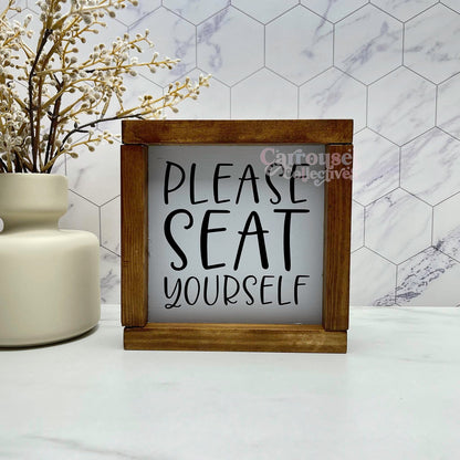 Please seat yourself framed bathroom wood sign, bathroom decor, home decor