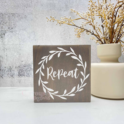 Repeat Wreath, laundry wood sign, laundry decor, home decor