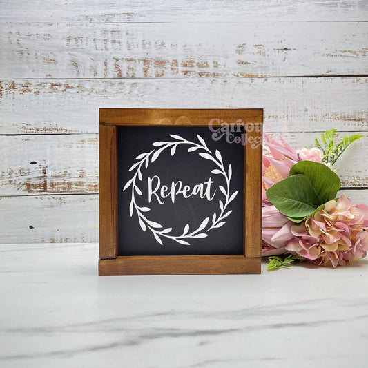 Repeat wreath sign, framed laundry wood sign, laundry decor, home decor
