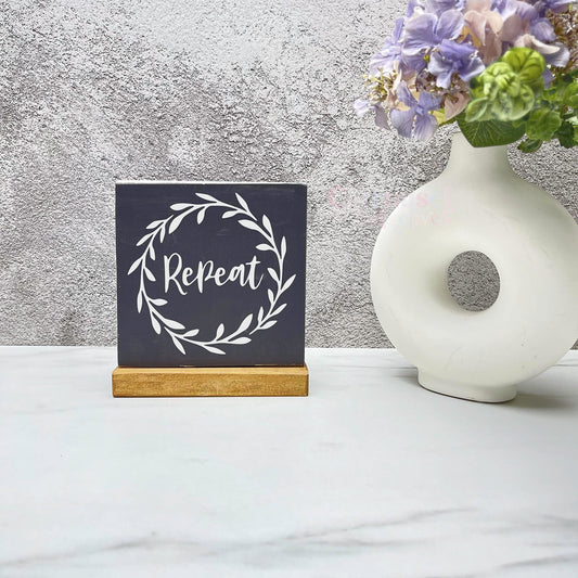 Repeat wreath sign, laundry wood sign, laundry decor, home decor