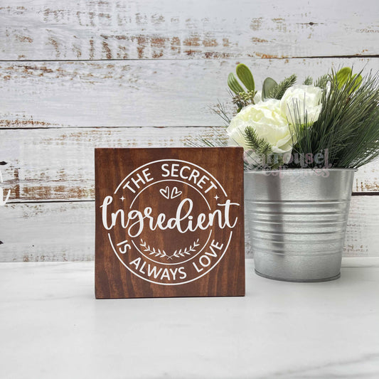 The secret ingredient is love, kitchen wood sign, kitchen decor, home decor