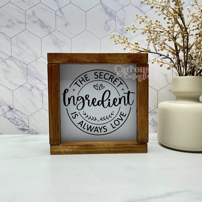 Secret ingredient is love framed kitchen wood sign, kitchen decor, home decor