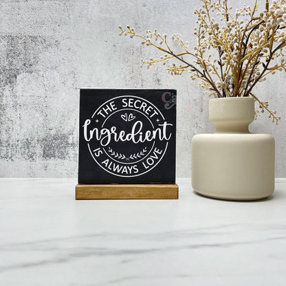 The secret ingredient is love sign, kitchen wood sign, kitchen decor, home decor