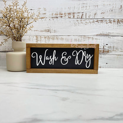 Wash and dry sign, Framed laundry wood sign, laundry decor, home decor