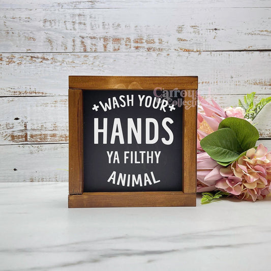 Wash your hands framed bathroom wood sign, bathroom decor, home decor