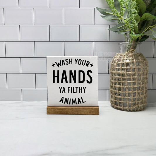Wash your hands wood sign, bathroom wood sign, bathroom decor